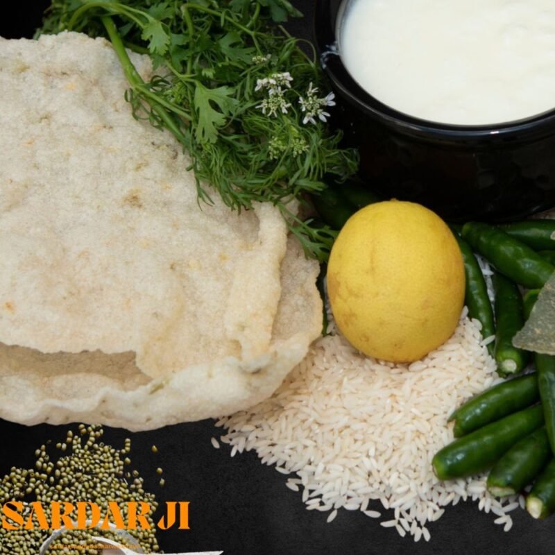 Curd Papad with Green & Black Gram Dal